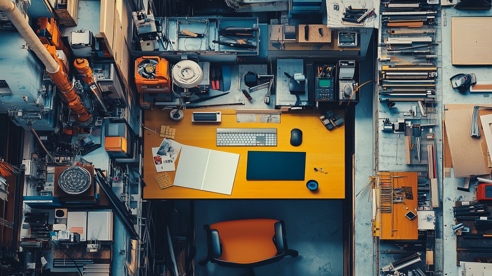 Workbench with an open laptop, a USB drive, and a stopwatch showing boot time